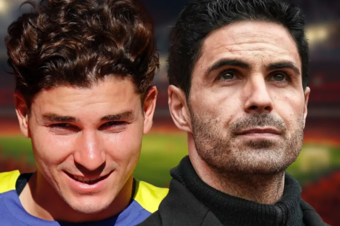 El Arsenal sigue atento a Juli&aacute;n Alvarez / Fuente: Canva, @Atleti, @mikelarteta