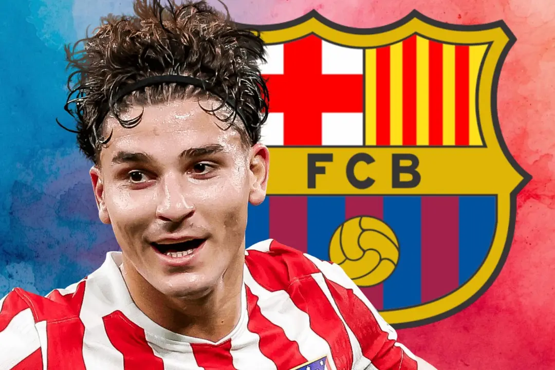 Juli&aacute;n Alvarez y el Barcelona | Fuente: (@Atleti y Canva)