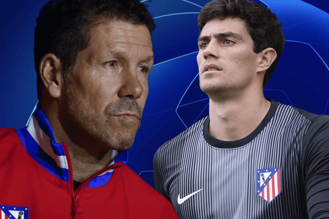 Mario de Luis ha sido convocado para la Champions | Fuente (@Atleti, @AtletiAcademia, UEFA, Canva)