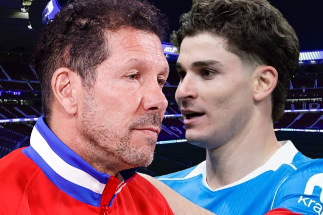 El Cholo habla de Juli&aacute;n | Fuente: (@Atleti, @juliaanalvarez y Canva)
