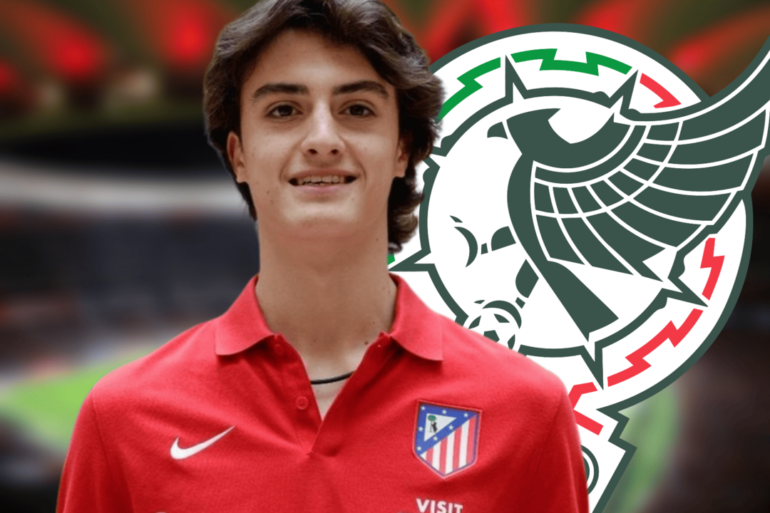 Emiliano Mu&ntilde;oz es la promesa mexicana del Atl&eacute;tico de Madrid | Fuente (@Atleti, Canva)