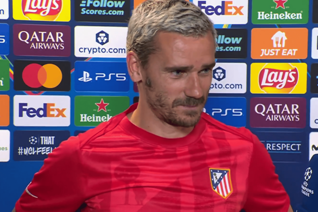 Griezmann tras el choque | Fuente (Movistar+ Deportes)