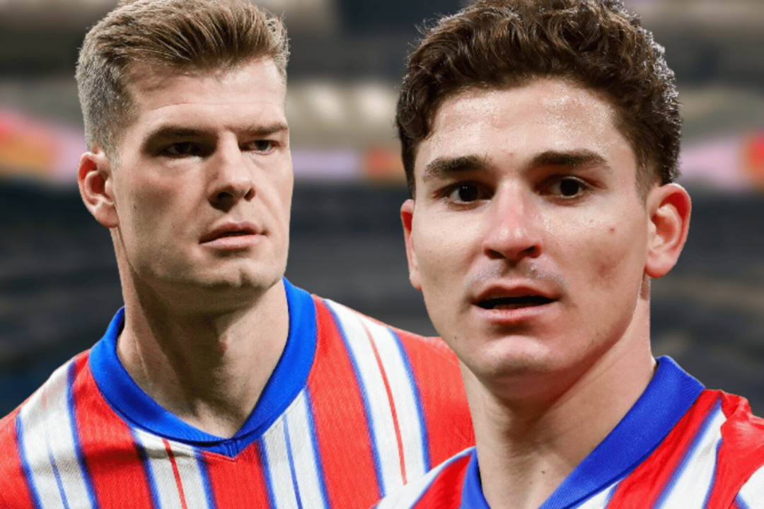 Sorloth ha logrado mejores n&uacute;meros que el argentino | Fuente (@Atleti, Canva)
