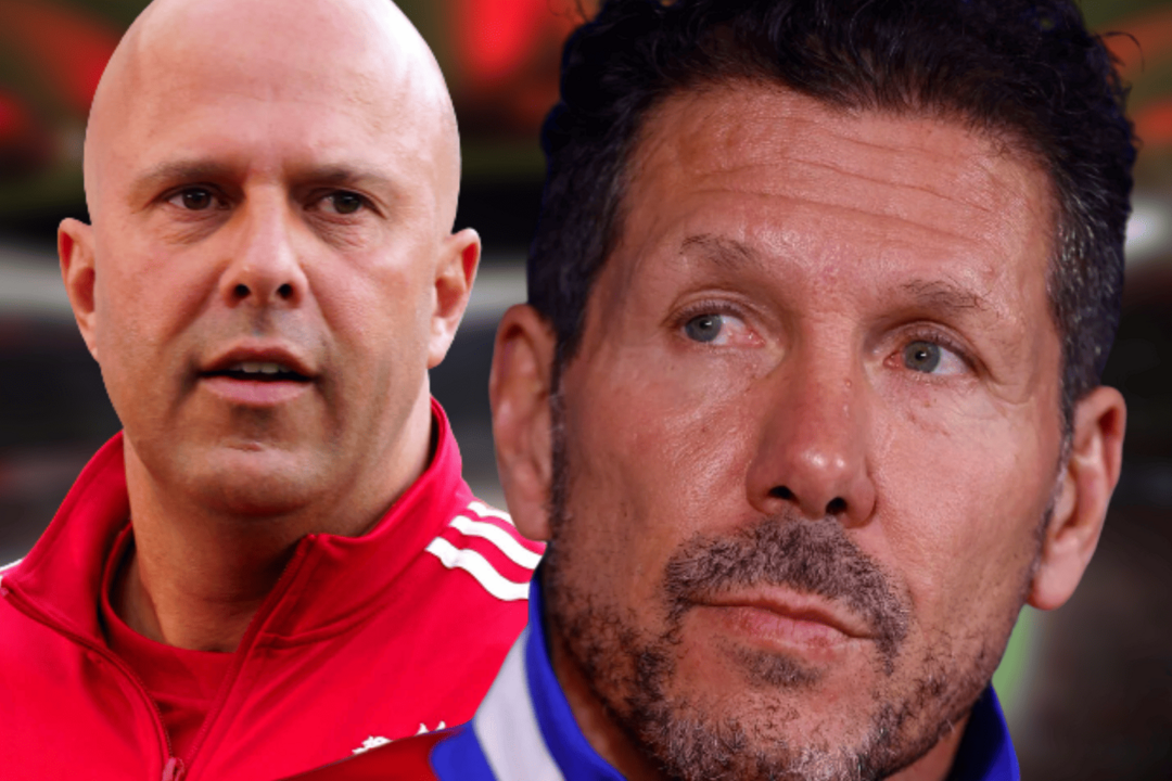Simeone y Slot, en la carrera por este jugador | Fuente (@Atleti, X, Canva)