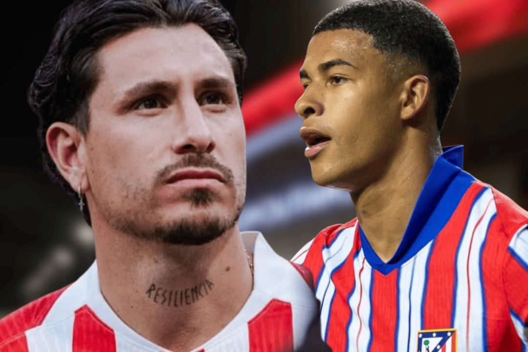 Santi Mouri&ntilde;o no termin&oacute; de cuajar en el esquema del Cholo | Fuente (@josemariagimenez, @Atleti, Canva)
