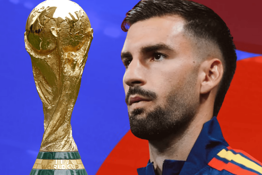 &Aacute;lex Baena jug&oacute; sus primeros minutos en el Mundial con Espa&ntilde;a | Fuente (@alexbbaena, Canva, UEFA)