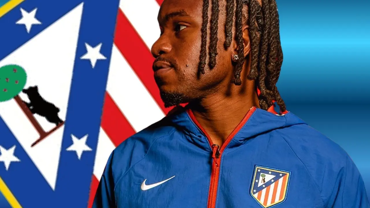 Ademola Lookman con el escudo rojiblanco | Fuente: (@Atleti y Canva)