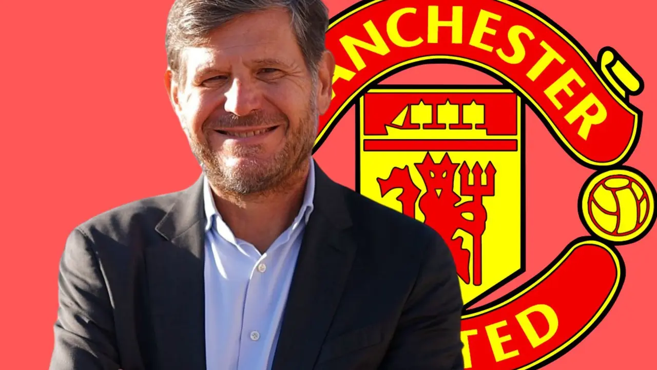Mateu Alemany atiende al Manchester United. | Fuente: (@Atleti y Canva Pro)