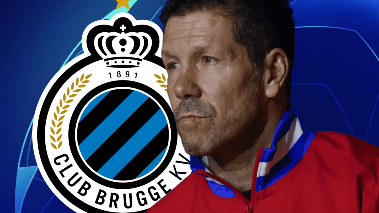 Simeone, muy atento a este jugador del Brujas | Fuente (Canva, @Atleti, UEFA)