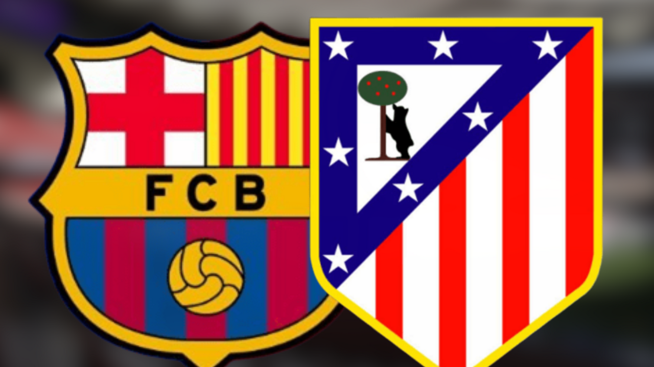 Guerra entre Atl&eacute;tico y Barcelona (@Atleti, FC Barcelona y Canva)