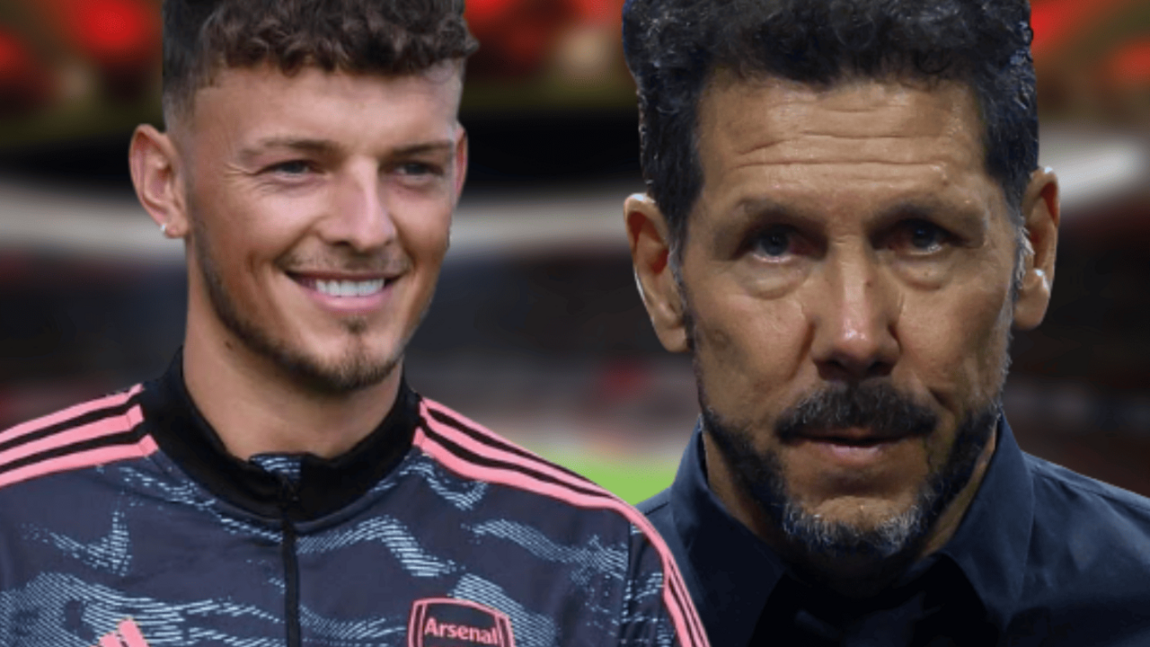 Simeone vio el feo gesto de White en el Metropolitano | Fuente (@Atleti, @benwhite, Canva)