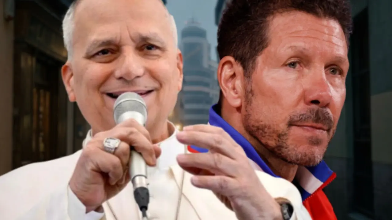 Simeone se encuentra con Leon XIV | Fuente (Canva, @Atleti, @Pontifex)
