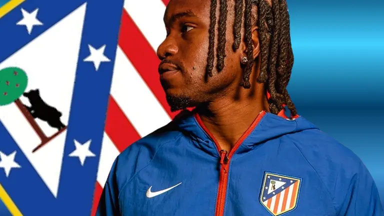 Ademola Lookman con el escudo rojiblanco | Fuente: (@Atleti y Canva)