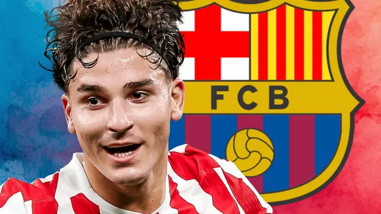 Juli&aacute;n Alvarez y el Barcelona | Fuente: (@Atleti y Canva)