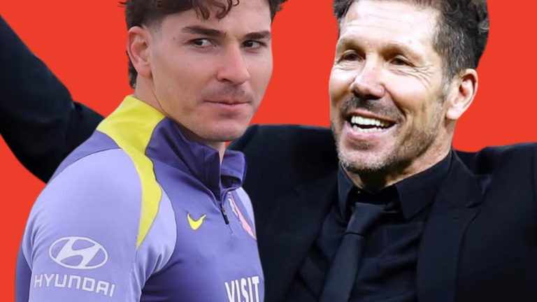Simeone defendi&oacute; a Juli&aacute;n Alvarez | Fuente: (@Atleti y Canva)