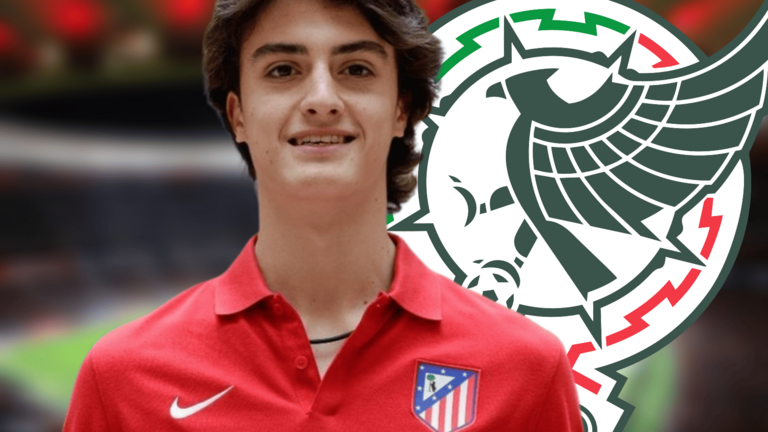 Emiliano Mu&ntilde;oz es la promesa mexicana del Atl&eacute;tico de Madrid | Fuente (@Atleti, Canva)