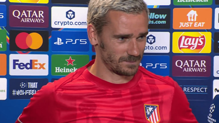 Griezmann tras el choque | Fuente (Movistar+ Deportes)