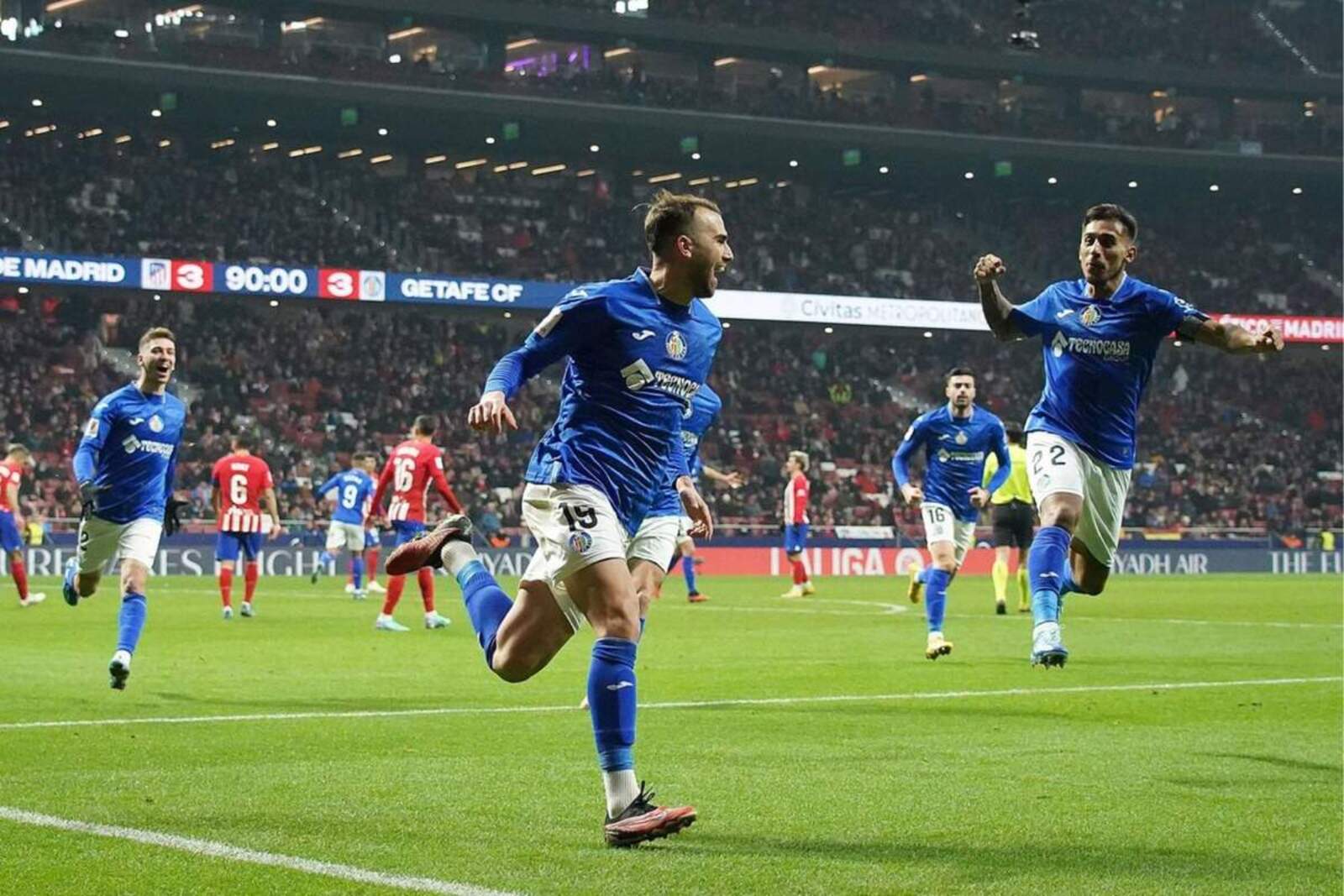 Borja Mayoral celebrando el gol del empate en el Metropolitano