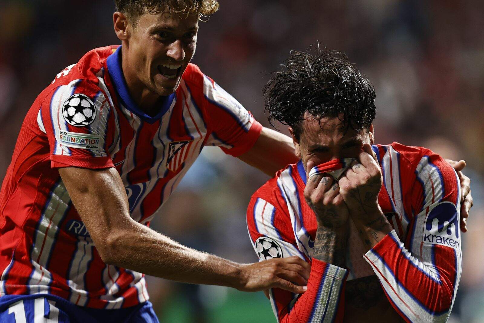 José María Giménez llora tras darle la victoria al Atlético de Madrid en la Champions League
