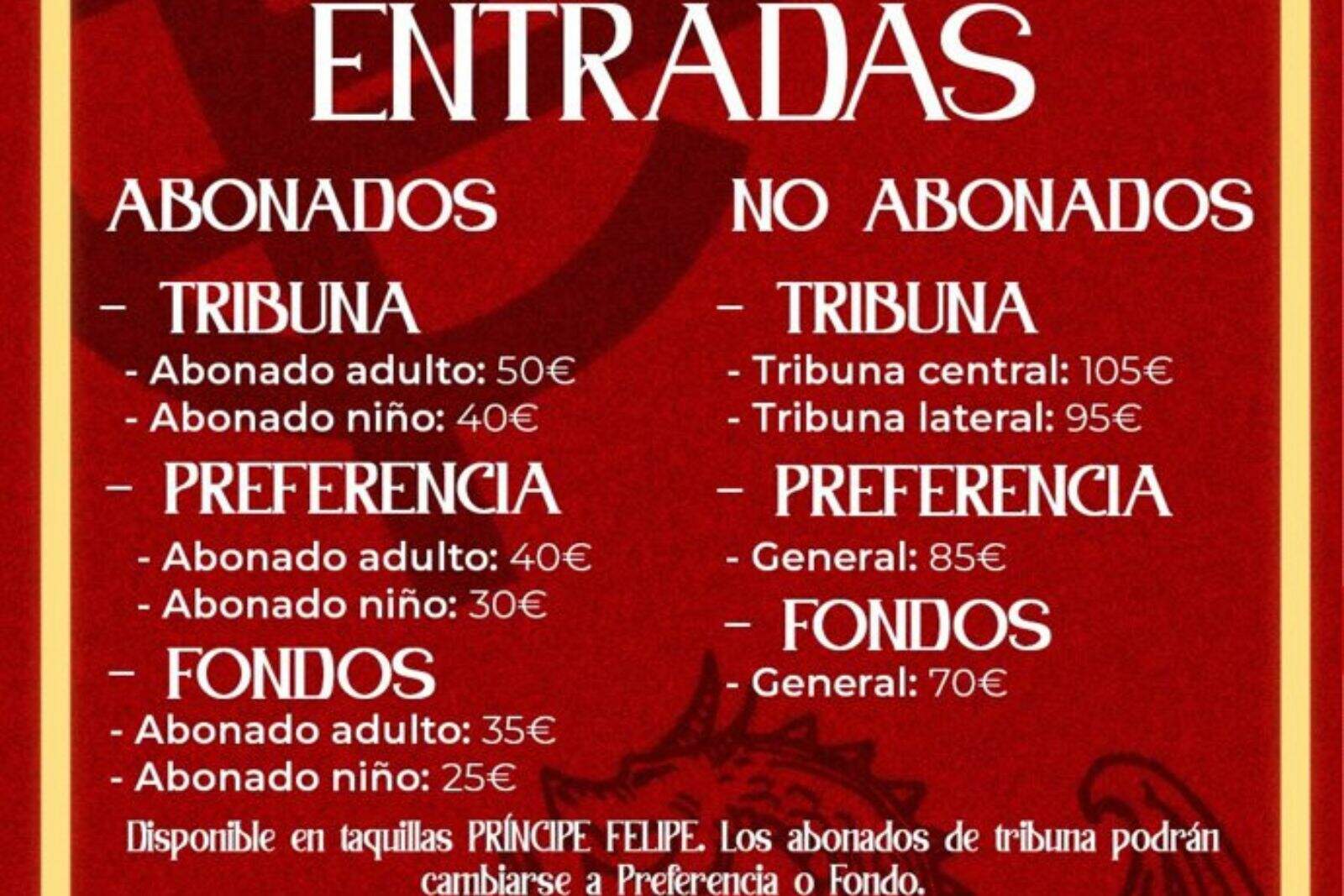 Los precios del partido