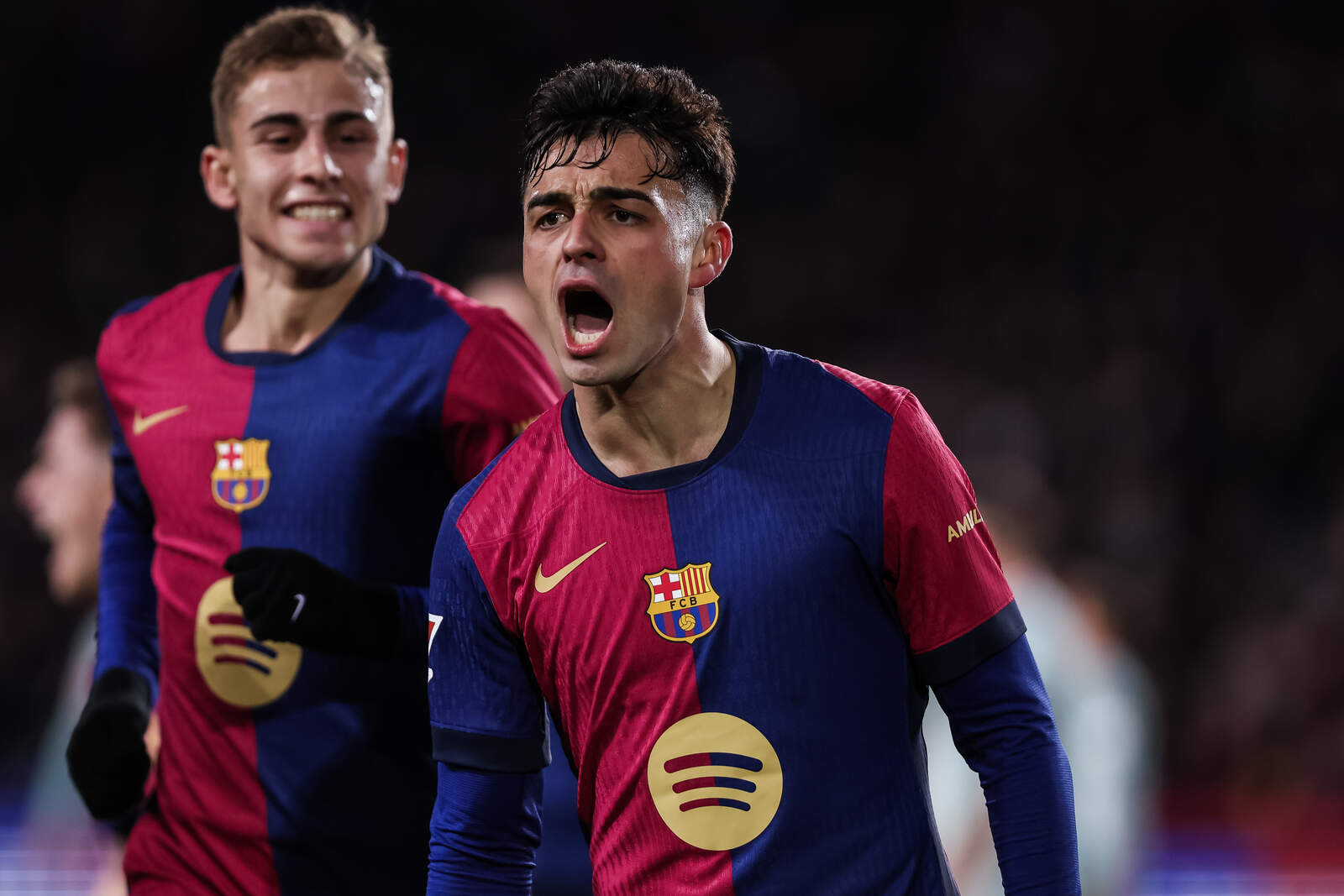 Pedri celebrando el gol contra el Atlético de Madrid