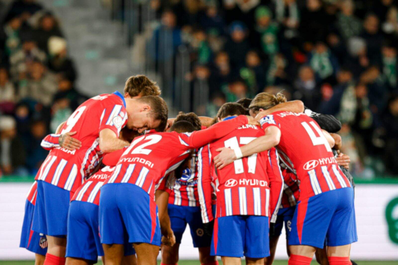 Los jugadores del Atleti antes de un partido