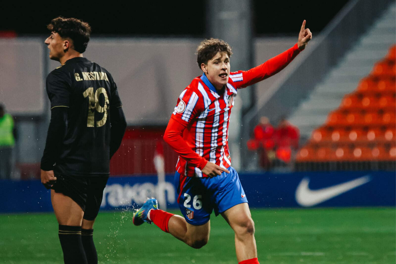 Jano Monserrate y su primer tanto en el Atleti