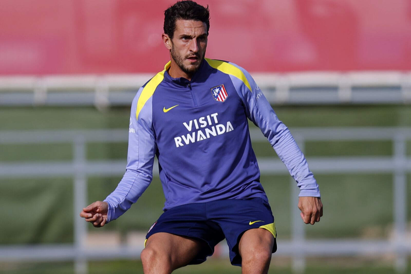Koke entrenando esta mañana con el Atleti