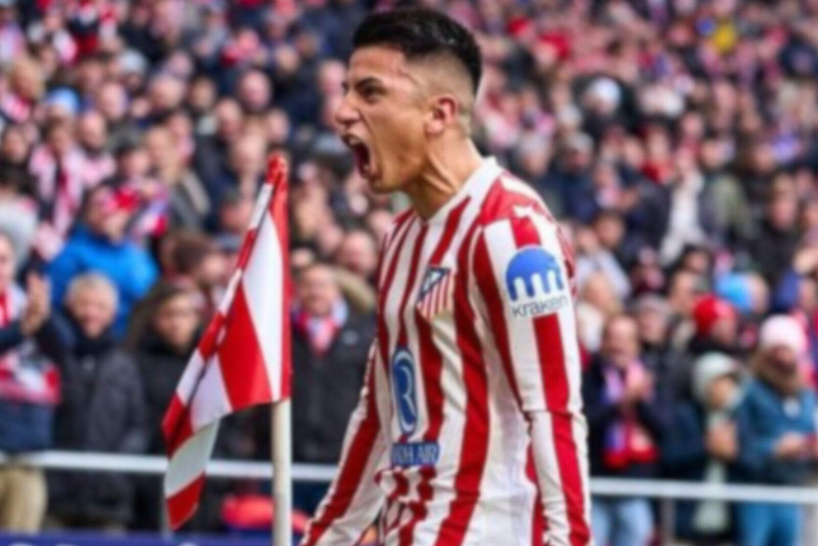 Almada celebrando su gol