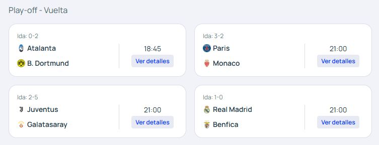 PlayOff para acceder a Octavos de Champions League