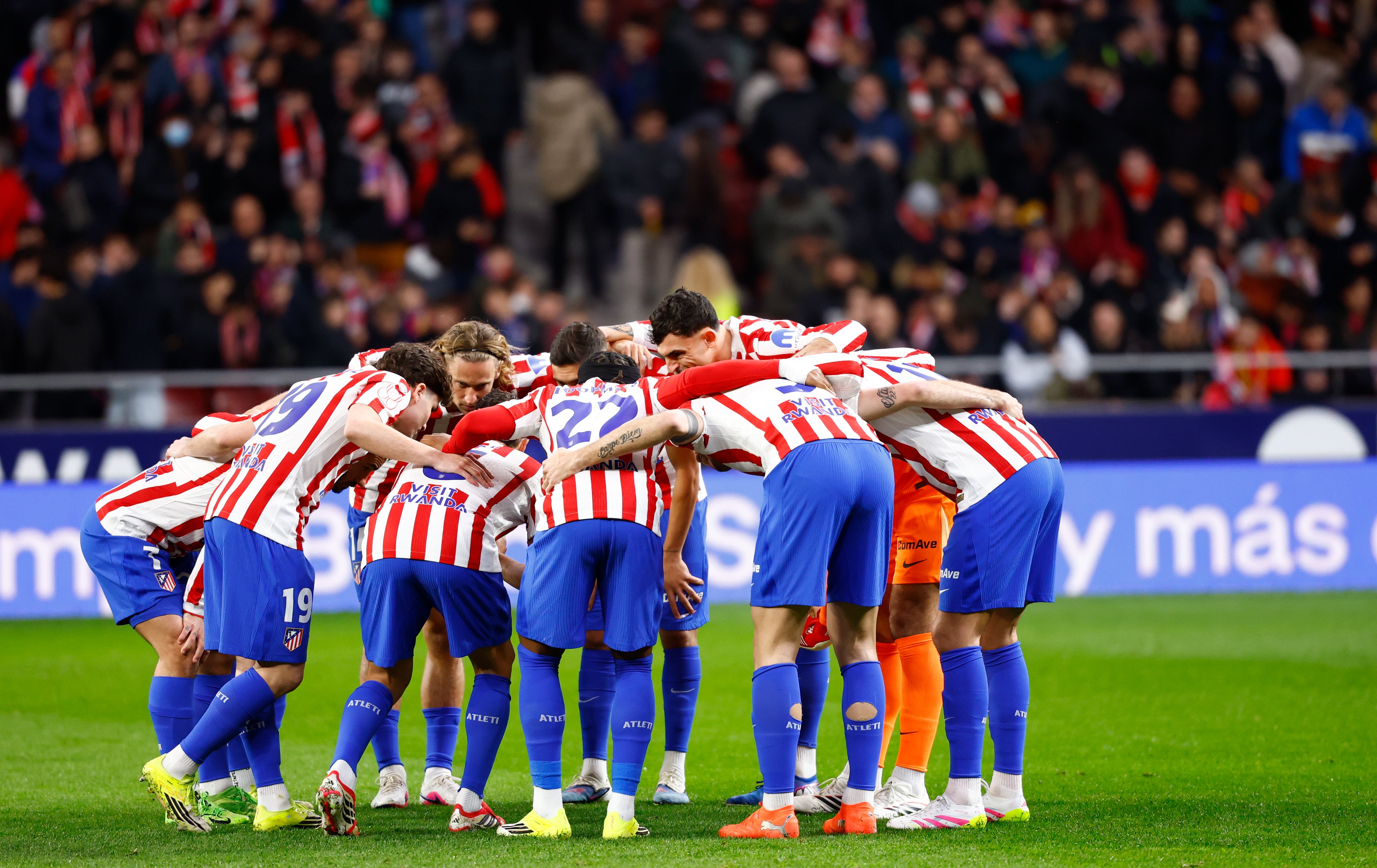 Piña de los jugadores del Atlético | Fuente (@Atlético de Madrid)