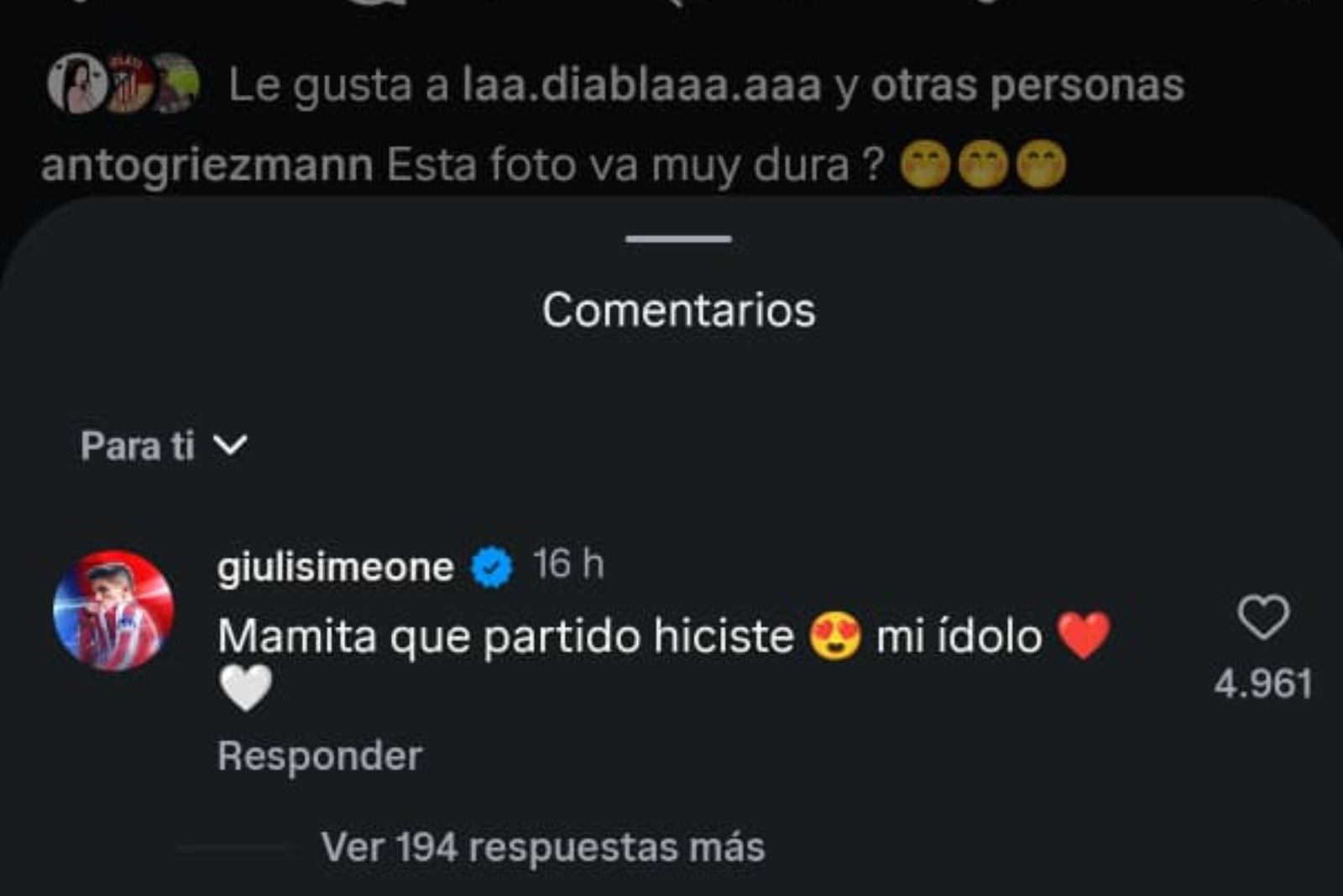 Giuliano y su pasión por Grizi | Fuente @giulisimeone