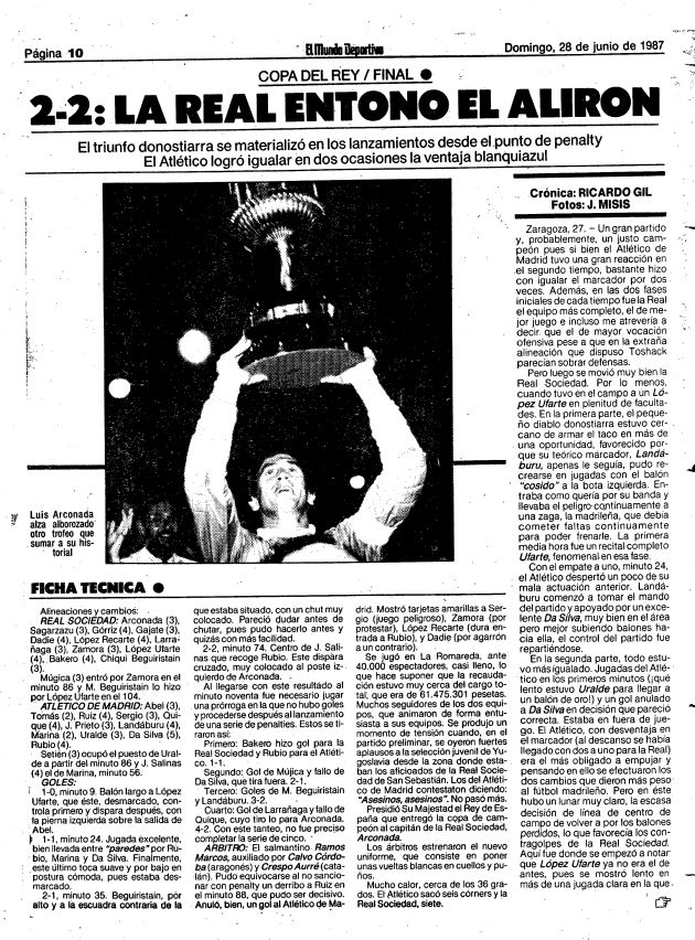 Reporte de la final de Copa 86/87