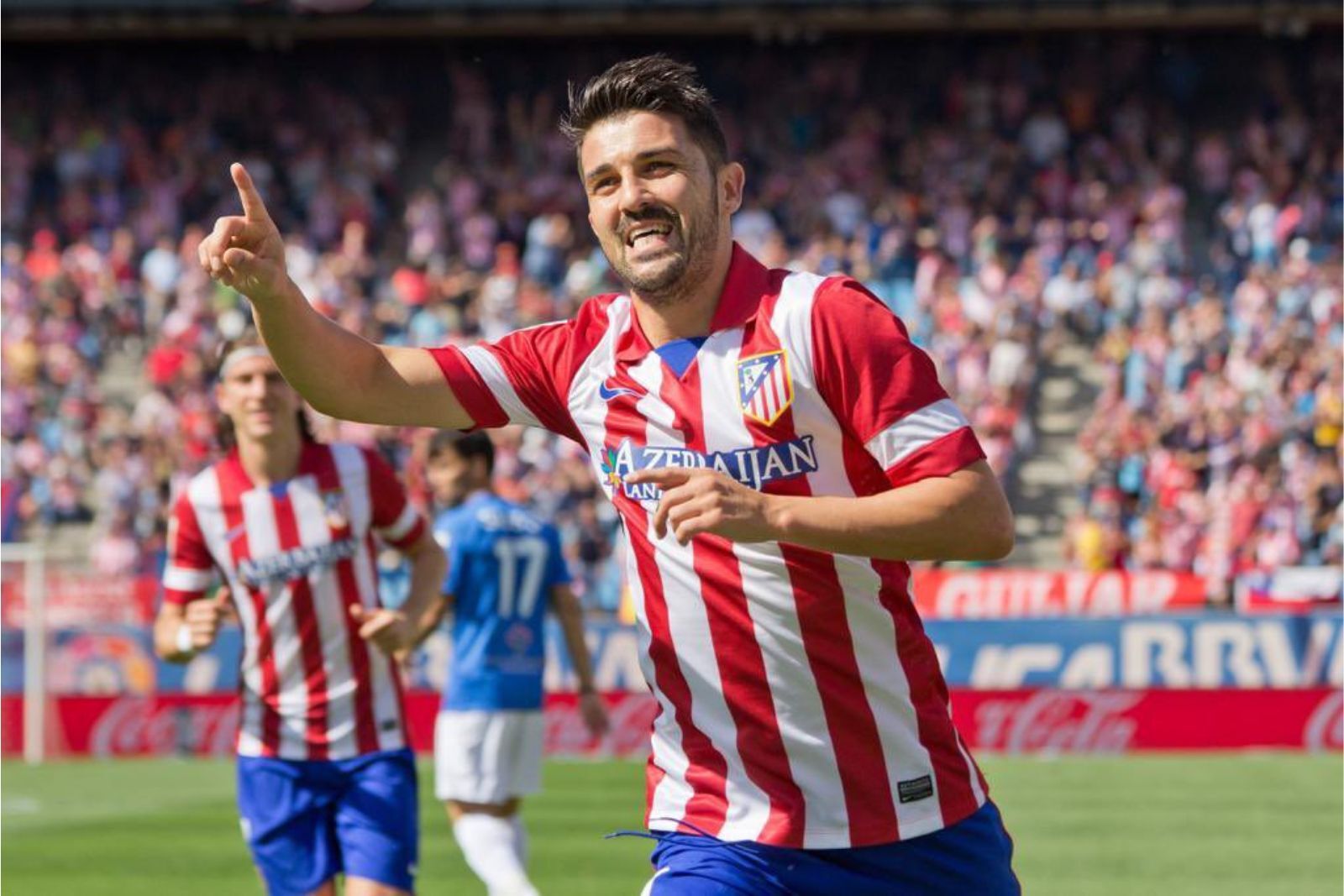 Villa celebrando un gol: X David Villa