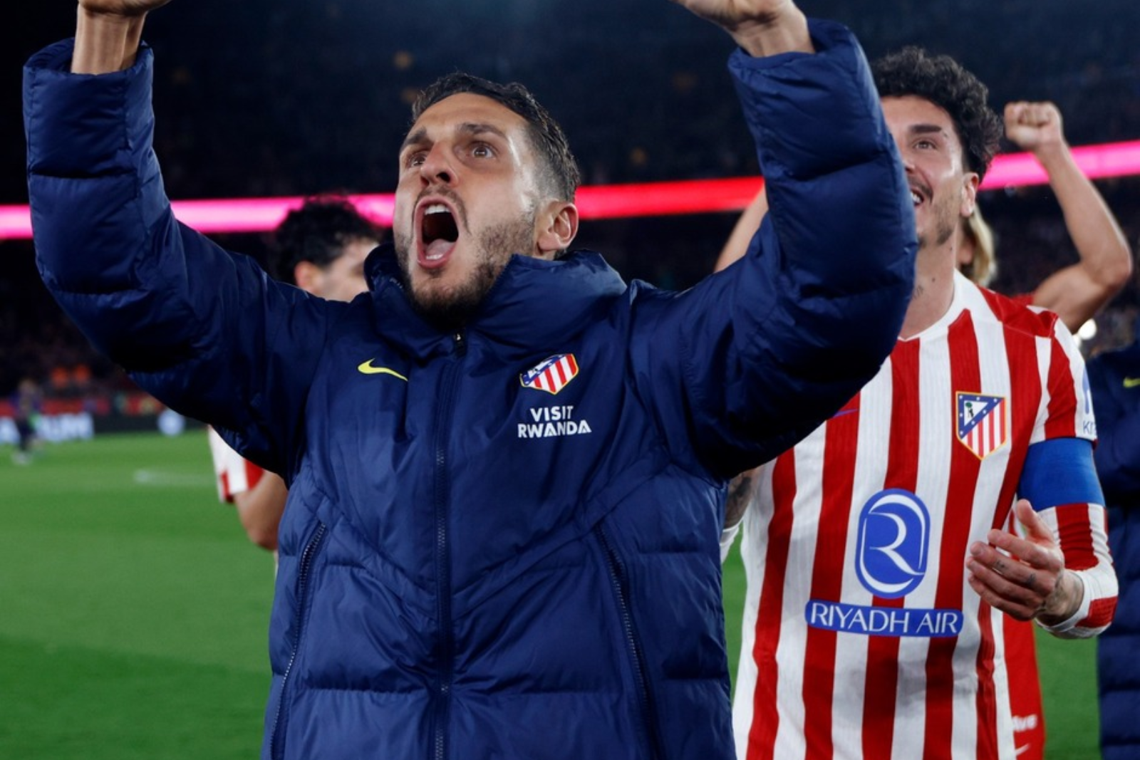 Koke y Giménez celebrando el pase a la final de la Copa del Rey | Fuente (@Atleti)