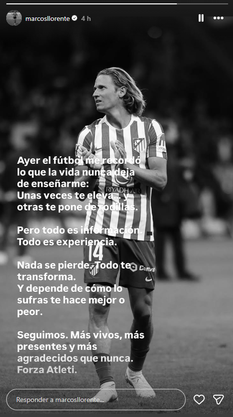 El post de Marcos Llorente en su cuenta de Instagram
