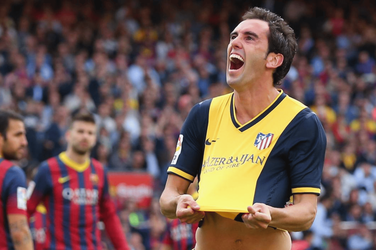 Godín celebrando su gol en el Camo Nou | Fuente (@diegogodin)