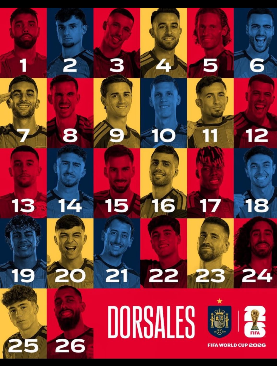 Dorsales de España | Fuente @SEFutbol