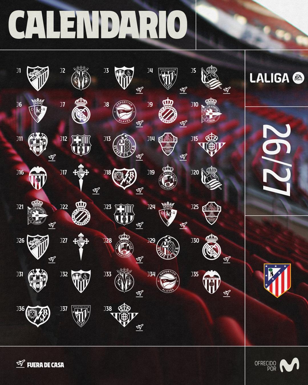 Calendario del Atlético de Madrid | Fuente Atleti