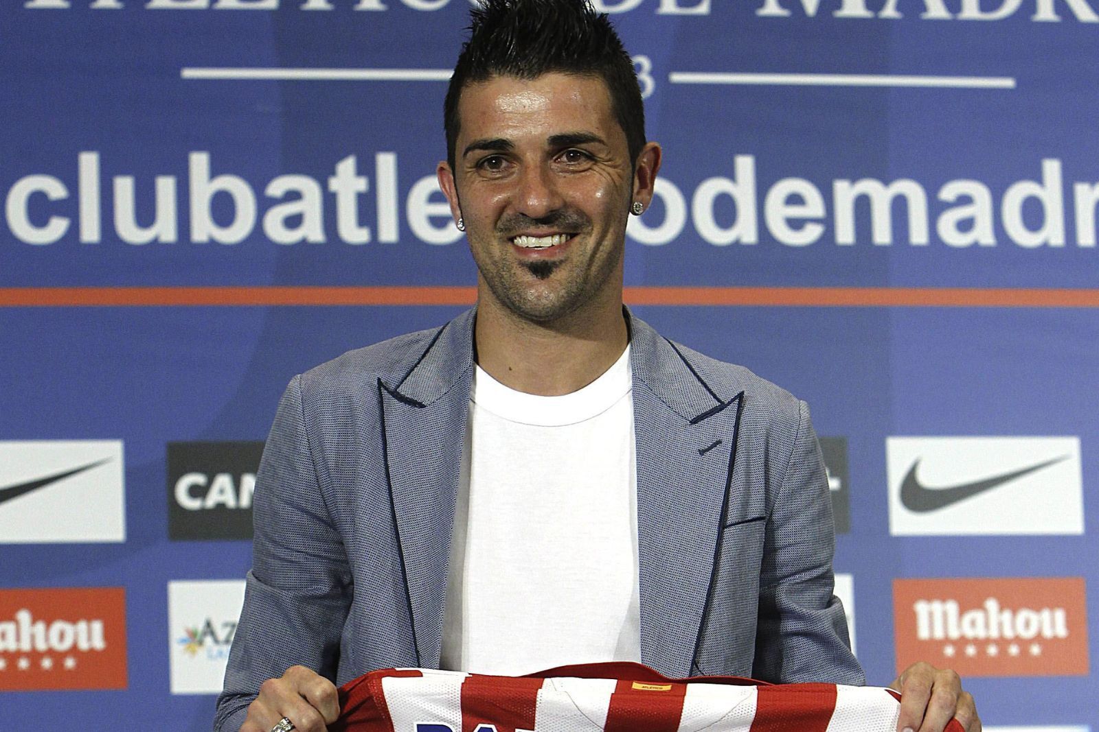 David Villa en su presentación en 2013 | Fuente (@Atleti)